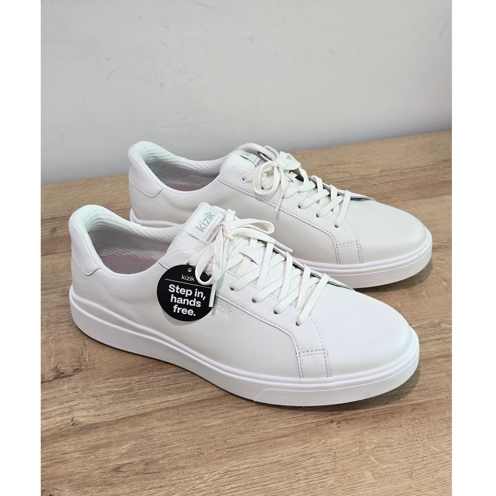 Kizik Vegas 2 Hands Free Womens Slip‎ On Shoes 11.5 Wide Leather Sneakers White